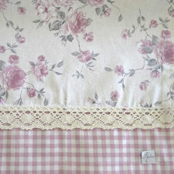 Дорожка на стол Bella Розы/Розовая клеточка 40x140 см Прованс 
