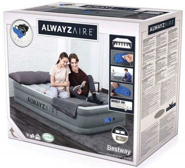 Матрас надувной Bestway Queen со встроенным двойным электронасосом 203х152 см серый