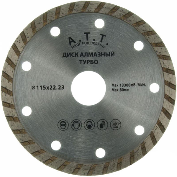 Диск алмазний відрізний A.T.T.  115x1,8x22,2 граніт камінь бетон 4310003