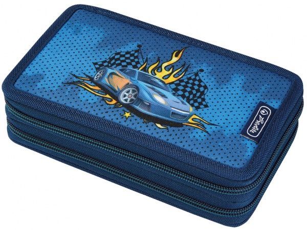 Пенал школьный Double Race Car 23 предмета 50026081 Herlitz синий