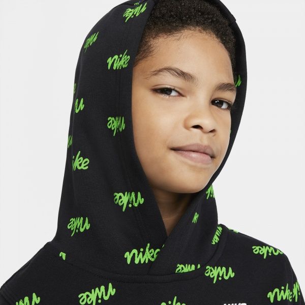 Джемпер Nike B NSW SCRIPT AOP PO DB3257-010 р. S чорно-зелений