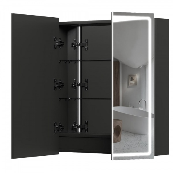 Зеркальный шкаф Aquarius Савойя с LED-подсветкой 70 графит 