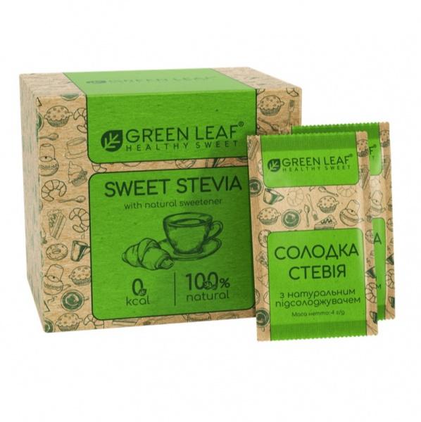 Заменитель сахара Green Leaf Сладкая Стевия (1:1) саше 4 гх50 шт.