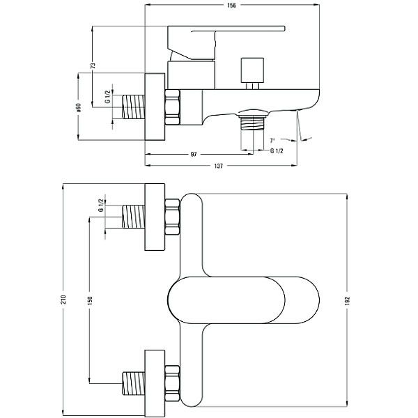 Змішувач для ванни Deante Alpinia Bga 010M