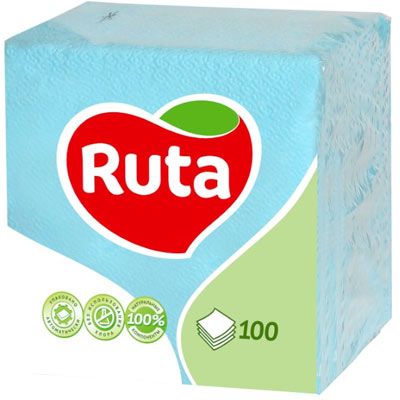 Салфетки столовые Ruta 24х24 см голубые 100 шт.