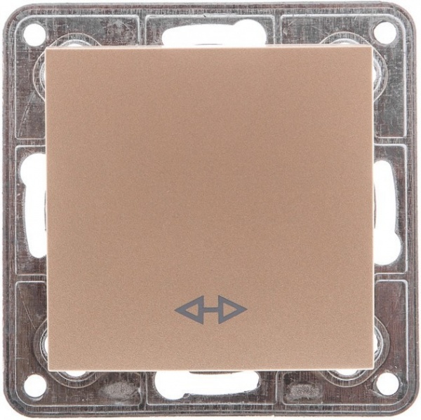 Переключатель одноклавишный перекрестный одноклавишный LXL Tesla без подсветки бронзовый 3530A champagne