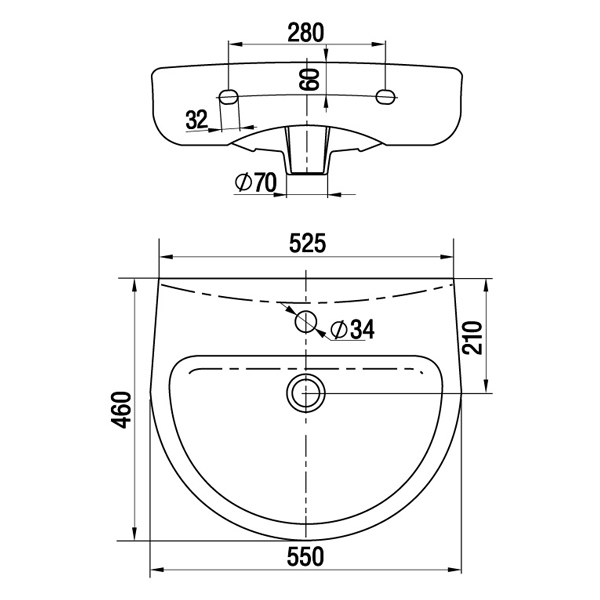 Умывальник  Керамин Гранд 55