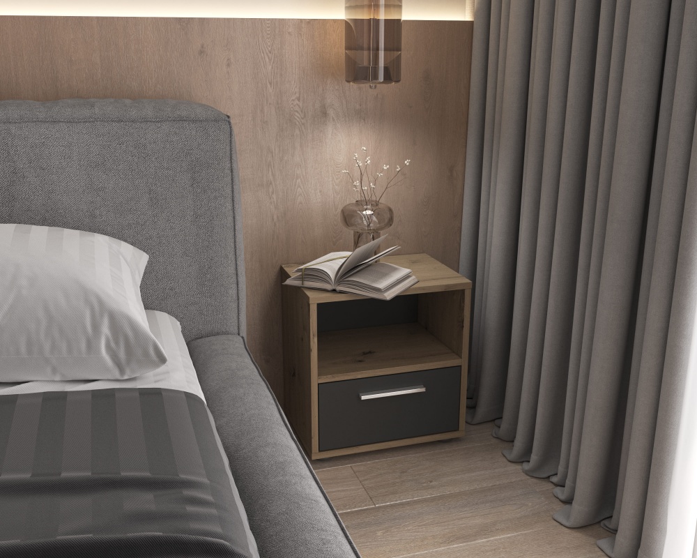 Тумба приліжкова Грейд Лайт 1я 390x415x283 мм дуб крафт золотий/графіт сірий