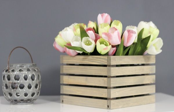 Кашпо деревянное Korobyaky 042 Харлинген мини 20х20х15 квадратный дерево выбеленное 