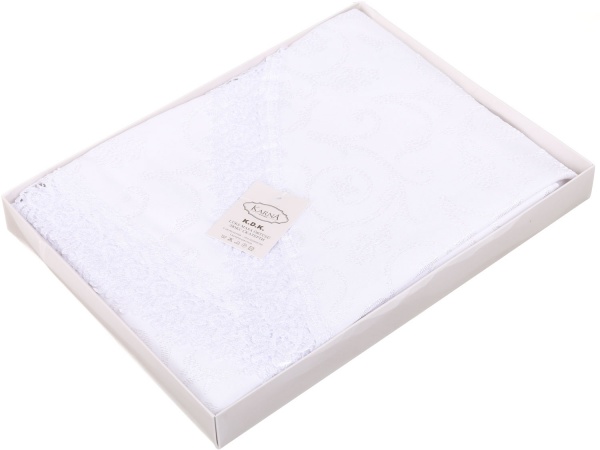 Скатерть с гипюром KDK d160 белый Karna 