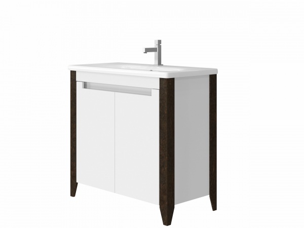 Тумба підлогова ЮВЕНТА Тумба Queen - 90 білий з умивальником Soft-90