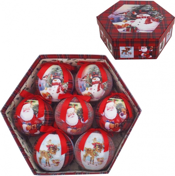 Набор елочных шаров в подарочной коробке Персонажи красный d7,5 мм 7 шт./уп. 