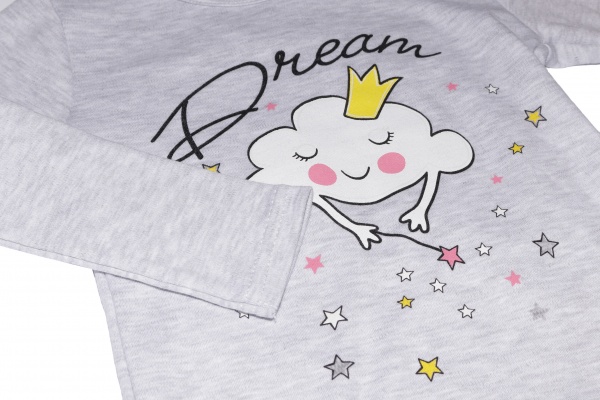 Пижама детская для девочки Фламинго 245-235 р.116 серый с рисунком 