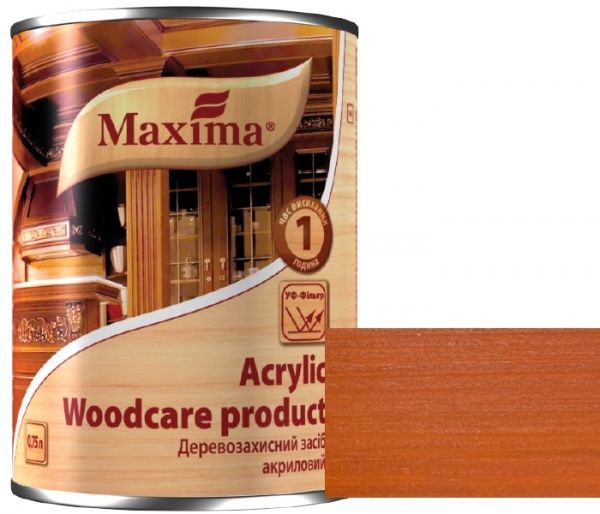 Декоративний та захисний засіб для деревини Maxima акриловий горобина глянець 0,75 л