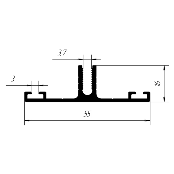 Профиль соединительный АЛЮПРО база (АПБ) 55х16мм x 3,05м без покрытия 