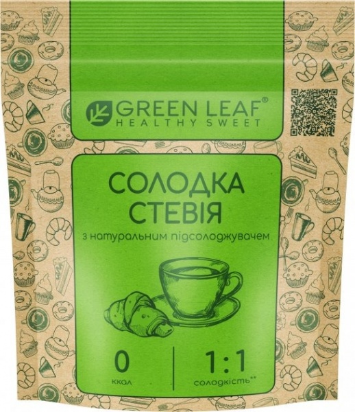 Замінник цукру Green Leaf Солодка Стевія (1:1) 100 г