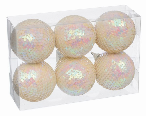 Набір кульок з блискітками айворі B-791022 d60 мм 6 шт./уп. 