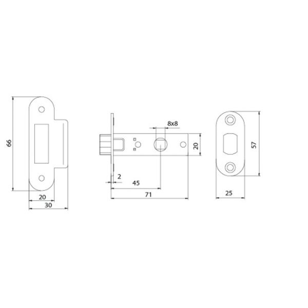 Механізм міжкімнатний MVM M-100 PB полірована латунь