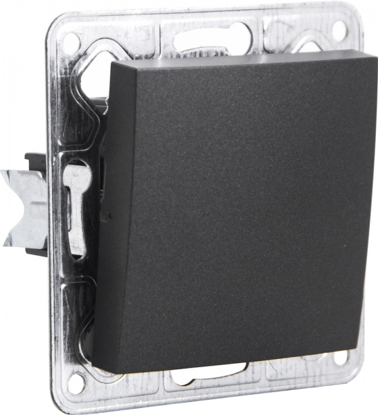 Выключатель одноклавишный LXL Tesla TLXL3502A без подсветки графит 3502A graphite