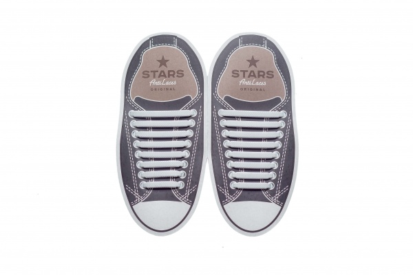 Шнурки силіконові AntiLaces Stars 38-68 мм 16 шт. білий