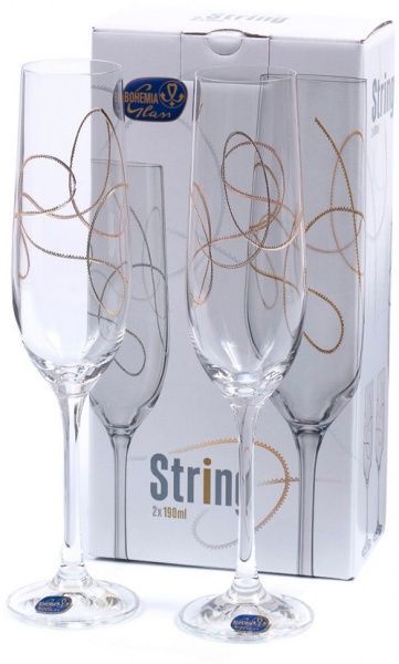 Набор бокалов для шампанского String 190 мл 2 шт b40729-QH013 Bohemia