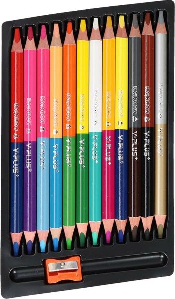 Олівці кольорові двосторонні Rainbow jumbo 12 шт. PC150410 Y PLUS