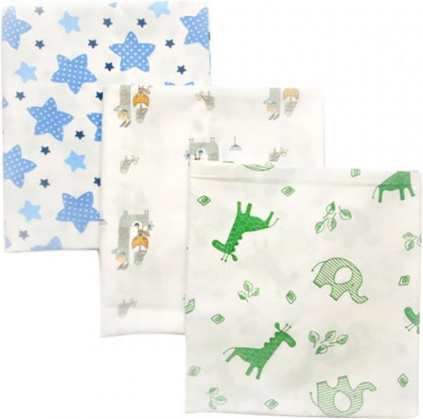 Пелюшки Модний Карапуз ситцеві 90х100 см білий із принтом 03-01001-0 