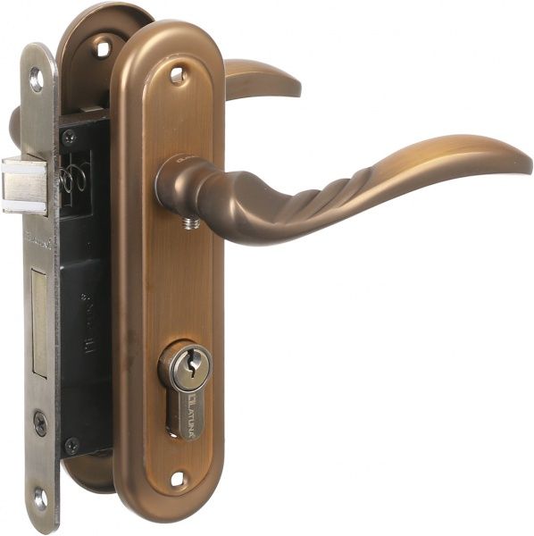 Замок врізний з ручками Heily MACC PZ 62 мм матова бронза