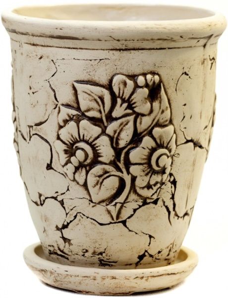 Горщик керамічний Квітка №1 круглий 5,5л бежевий 