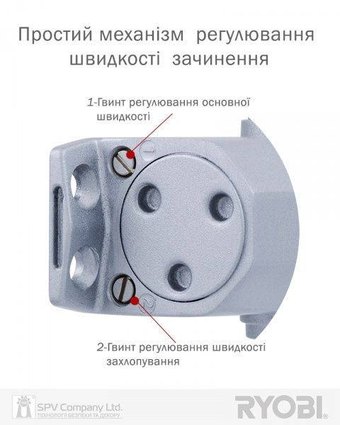 Доводчик дверний RYOBI D-2055V BC UNIV срібний 100 кг