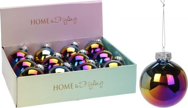 Шар новогодний пластиковая разноцветная 8 см 