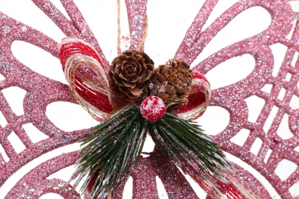 Декоративная подвеска Бабочка с декором 28 см HFF207P розовый