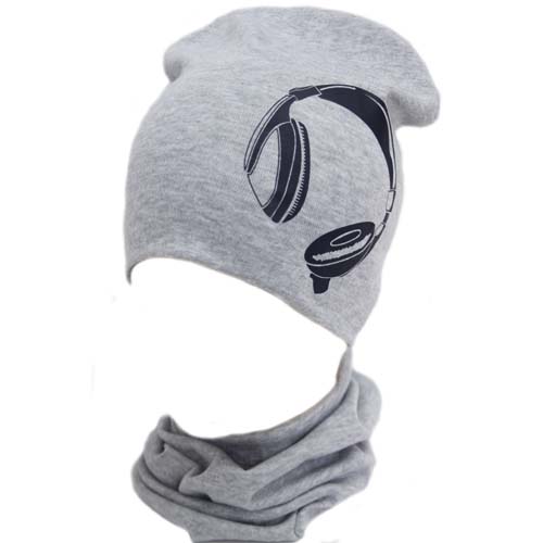 Комплект шапка + снуд для хлопчика Kraft+ 316-Т р.50-52 світло-сірий 