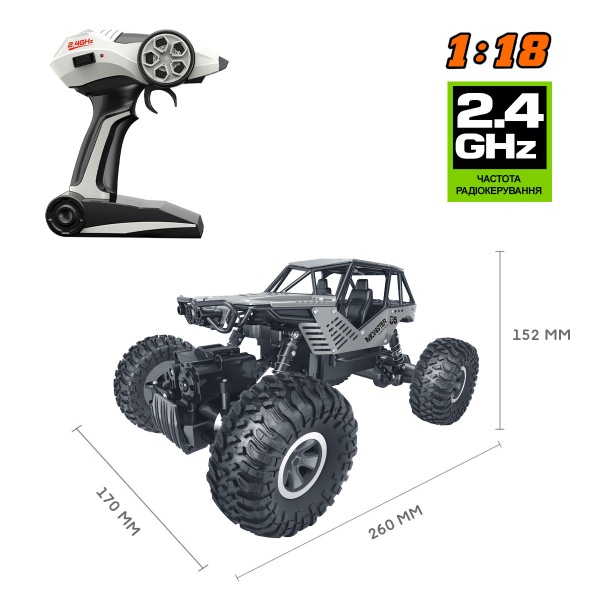 Машинка Sulong Toys Off-road Crawler на р/у – Tiger (матовый серый) 1:18 SL-111RHMGR