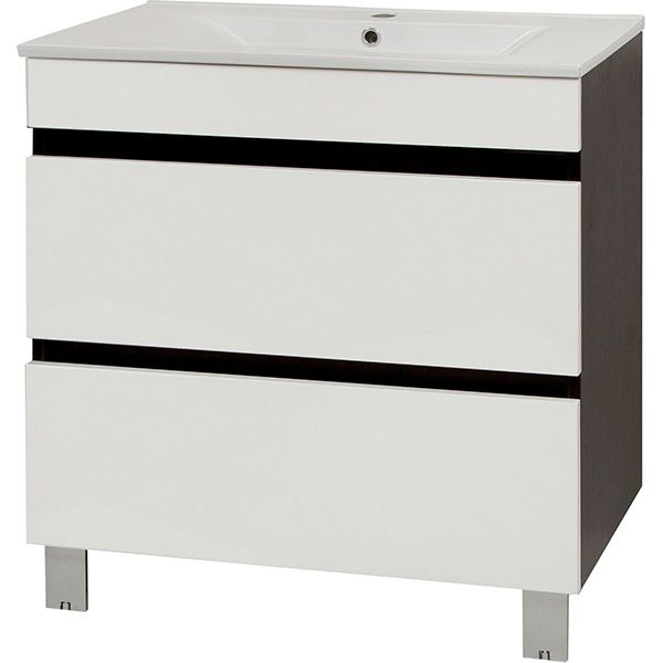 Тумба підлогова Сансервіс Еліт 80-N з умивальником Еліт 9081 біла-венге