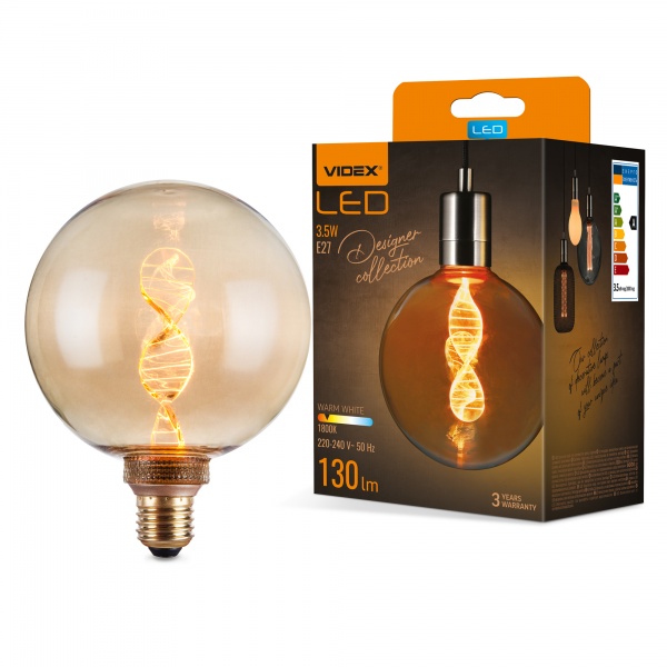 Лампа світлодіодна Videx FIL VL-DNA-G125-A G125 3,5 Вт E27 1800 К 220 В жовта 27609 
