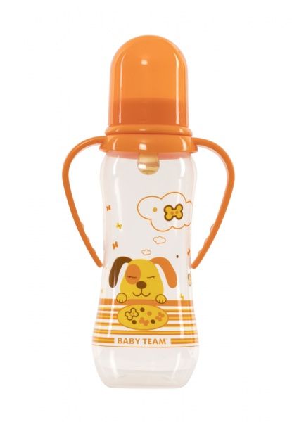 Бутылочка Baby Team с латексной соской и ручками 1311 250 мл в ассортименте