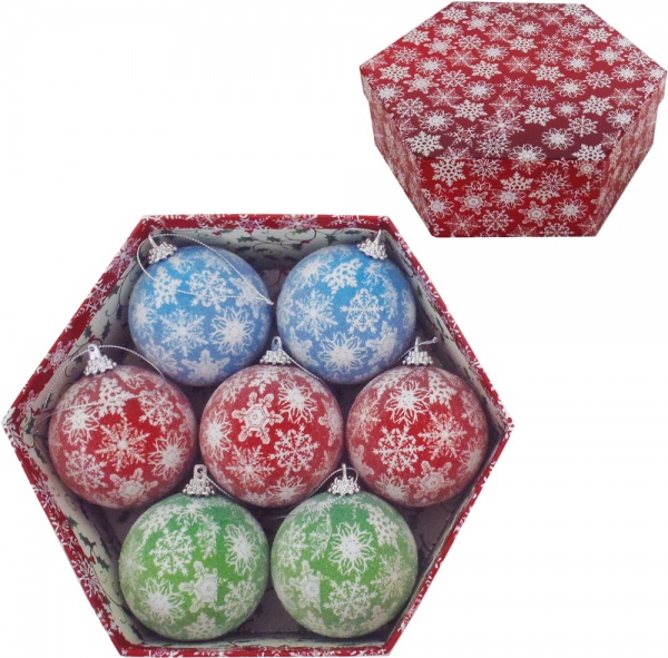 Набор елочных шаров в подарочной коробке Снежинки разноцветный d7,5 мм 7 шт./уп. 