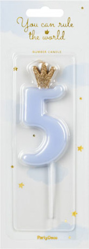 Свічка для торта Partydeco цифра 5 пастель блакитна 9,5 см (SCU6-5-001J)