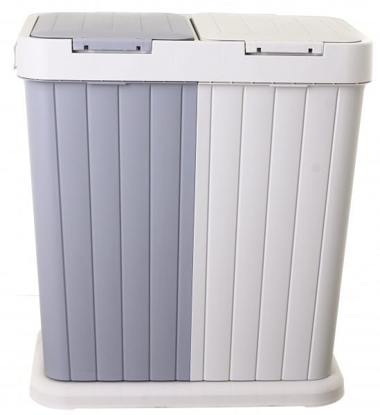 Кошик для білизни RIO подвійний універсальний TWINS 561х342х589 мм 80 л бежевий/сірий 