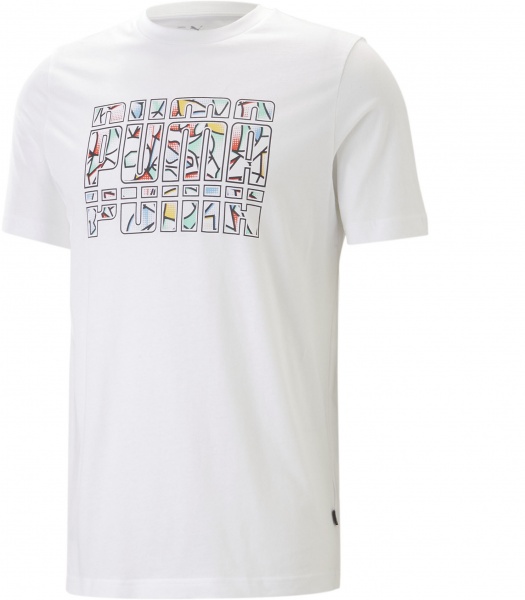 Футболка Puma GRAPHICS SUMMER TEE PUMA WHITE 67448202 р.M белый