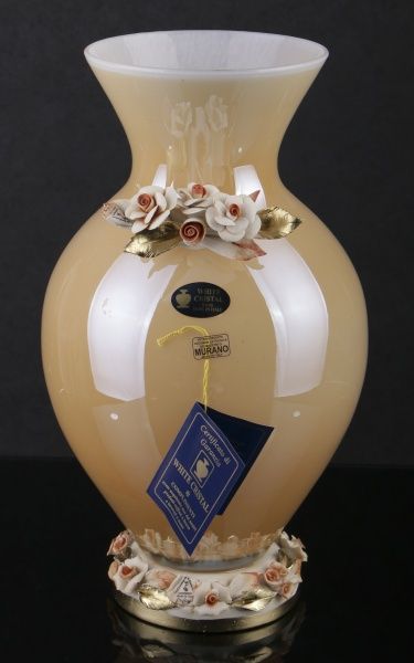 Ваза стеклянная медовая ELENA 31,5 см White cristal