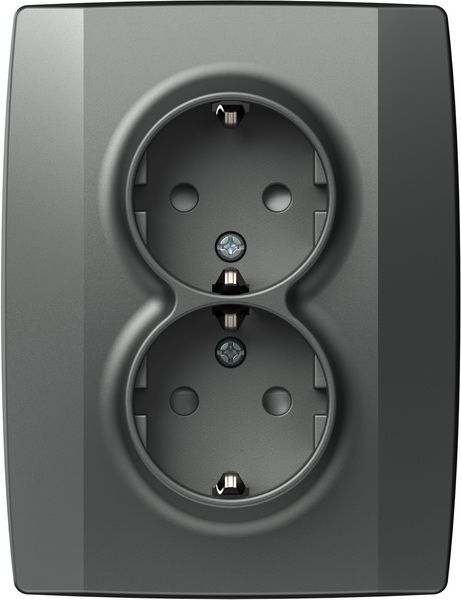 Розетка подвійна із заземленням TEM Logiq антрацит VQ16AT-U