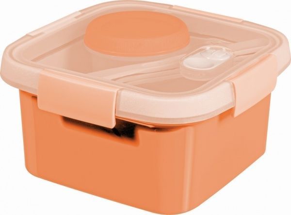 Контейнер для харчових продуктів зі столовими приборами To Go Lunch Kit 1,1 л персиковий Curver