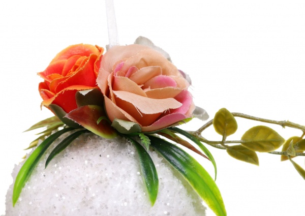 Декоративна підвіска Куля з декором 8 см білий HFW15