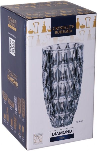 Ваза стеклянная прозрачная Diamond 25.5 см Bohemia