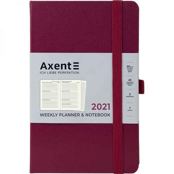 Еженедельник 2021 Partner Strong А5- винный Axent 46564