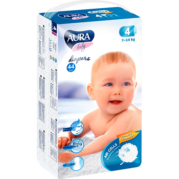 Підгузки Aura 4 7-14 кг 44 шт.