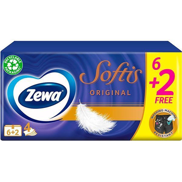 Серветки гігієнічні кишеньки Zewa Softis Pocket 6+2 80 шт.