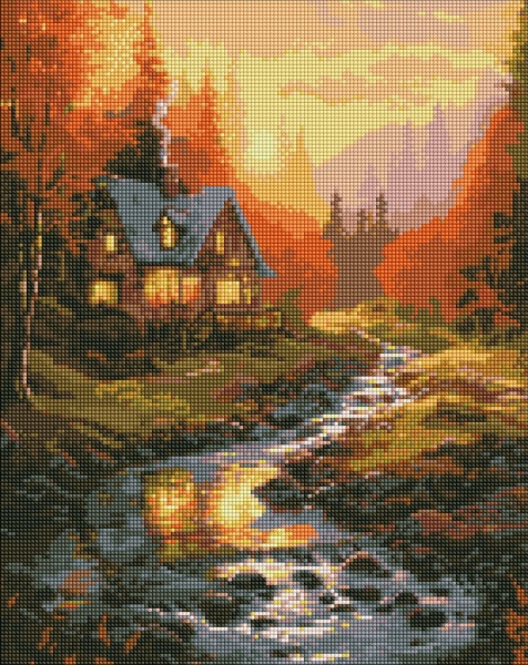 Алмазна мозаїка Сонячна долина з АВ стразами 40х50 см Ідейка 